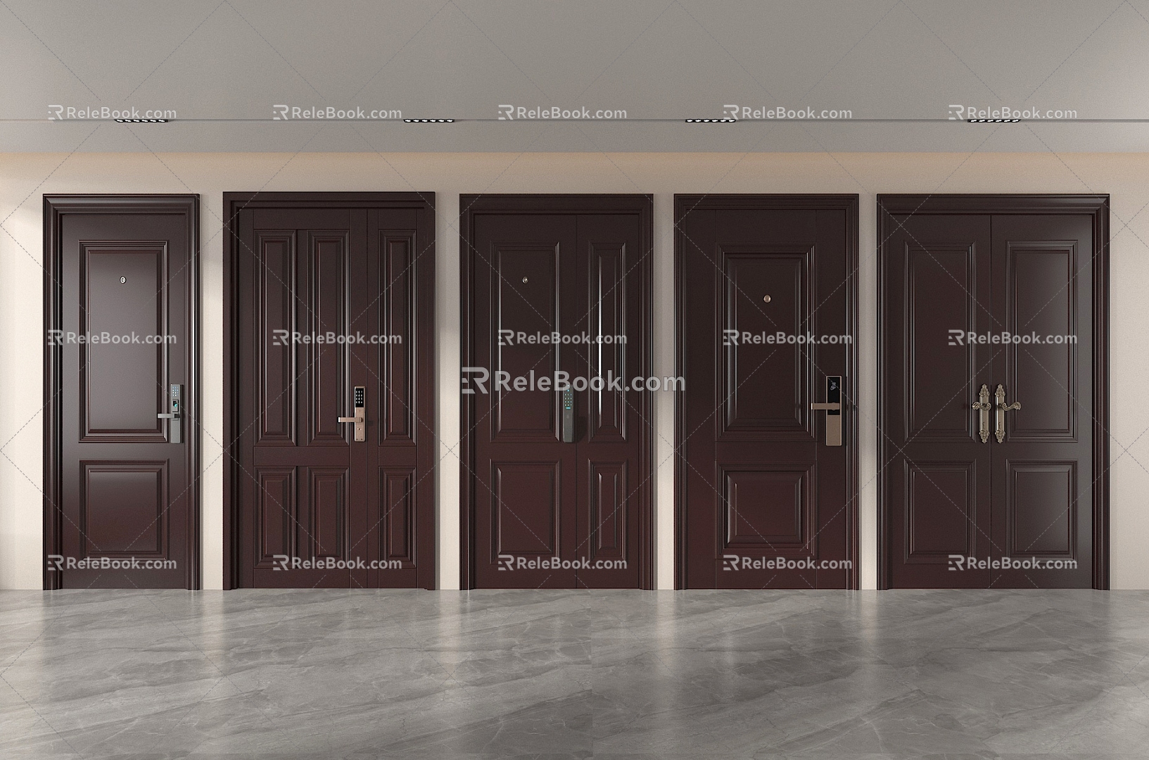 American Style Door Entry Door Bedroom Door 3d model