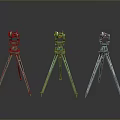 Three Green Tripod Stands Supporting Modern Computer Peripheral Devices With Stable Design 3d model