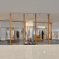 Fashion Clothing Store Interior With Hanging Dresses Decorative Plants And Lighting Fixtures