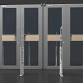Commercial Double Glass Entrance Doors With Metal Frame And Wooden Panels