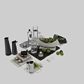 Elegant Decorative Ornament Set With Ceramic Bowls Fresh Limes Candles And Vases