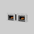Classic Marble Fireplace Interior with Ornate Carving and Burning Flames 3d model