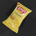 Lays Classic Potato Chips Snack With Yellow Packaging And Crispy Chips Design 3d model