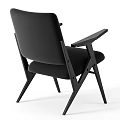 Stylish Black Modern Accent Chair With Wooden Frame Armrests And Upholstered Seat