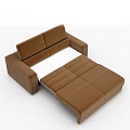 Contemporary Brown Upholstered Sofa With Stitched Details And Ottoman