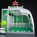 Heineken Tennis Challenge Display With Court Net Racket And Player Setup Elements 3d model