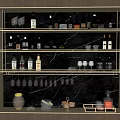 Stylish Wine Rack With Multiple Shelves Holding Various Bottles And Wine Glasses