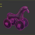 Classic Handmade Wooden Toy Horse Furniture With Decorative Wheels And Striped Details