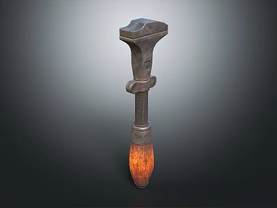 Heavy Duty Metal Anvil With Screw Rod Design And Dark Orange Base 3d model