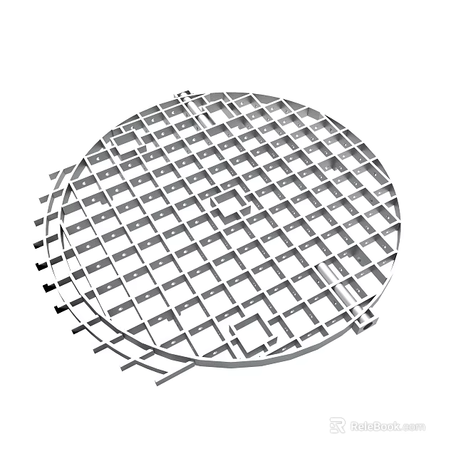 Circular Metal Grating Grid Structure With Square Openings For Industrial Applications 3d model