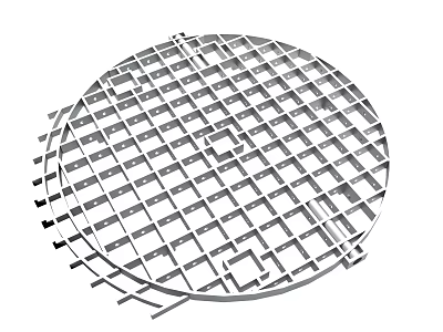 Circular Metal Grating Grid Structure With Square Openings For Industrial Applications 3d model