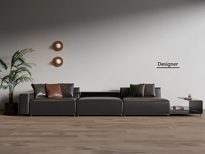 Modern Italian Three-Seat Sofa Leather Sofa 3d model