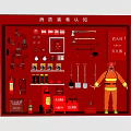 Public Fire Safety Facilities Display With Extinguishers Hydrants Firefighting Suits And Firefighter Model 3d model