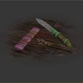 Practical Household Knives with Textured Wooden Handles and Sharp Blades on Wooden Surface