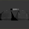Mechanical Equipment 3D Model With Geometric Structure Circular Components And Sharp Gray Protrusion