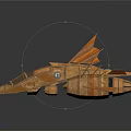 Futuristic Brown Interstellar Spaceship 3D Model With Detailed Wings And Engines