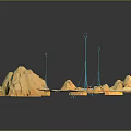 Artistic Garden Landscape Featuring Miniature Rock Formations Winding Path and Decorative Lines