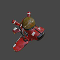 Red Detailed Animated Airplane with Number 8 Propeller and Cartoon Style