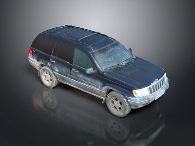 Dark Blue Vintage Jeep SUV With Roof Rack And Alloy Wheels Design 3d model