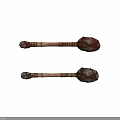Primitive Weapon With Wooden Handle Rope Bound Head Rustic Red Gray Design Two Variants