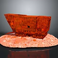Red Weathered Tank Model Featuring Detailed Design On Red Stone Base