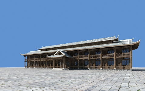 Chinese ancient wooden house 3d model