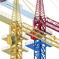 Heavy Duty Industrial Equipment Tower Cranes in Red Blue Yellow for Construction Sites