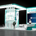 Leading Med Medical Devices Exhibition Booth With Teal Design And Product Displays