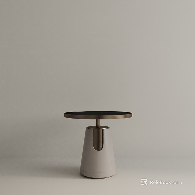 Modern Minimalist Side Table With Round Top White Base And Metal Accent 3d model 