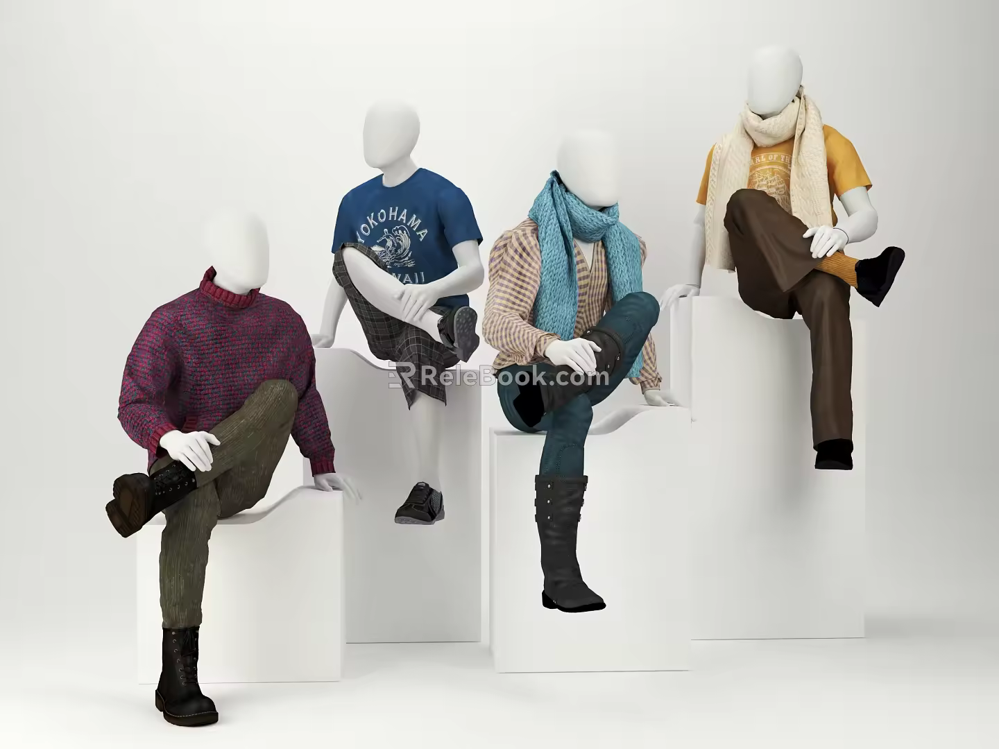 Modern Model Male Model Combination 3d model