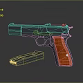 Modern Pistol With Red Grip And Detachable Magazine On Black Surface