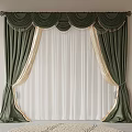 Elegant Green Curtains With Beige Accents And White Sheer Panels Tassel Details On Top