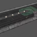 Modern Water Fountain Design With Rectangular Basin Circular Water Pattern Natural Rock And Green Plants