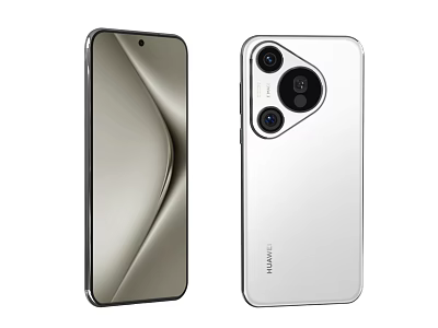 HUAWEI Smartphone With Sleek Curved Back And Circular Triple Camera Design In Silver White 3d model