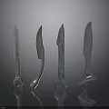 Four Ancient Handcrafted Blades As Vintage Weapon Designs With Metal Handles