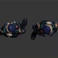 Female Sci Fi Characters In Blue Tactical Combat Armor Suits Standing