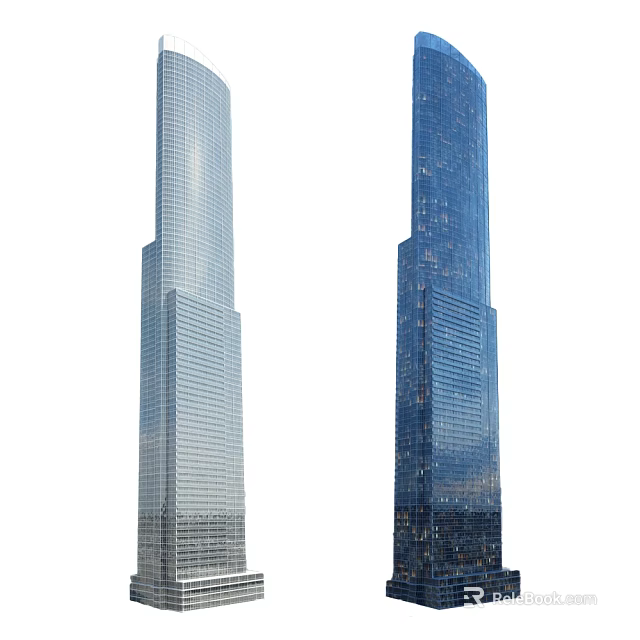 Modern High Rise Office Towers With Glass Curtain Walls And Dual Architectural Design 3d model 