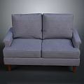 Stylish Gray Two Seater Sofa With Cushions Armrests And Wooden Legs
