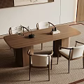 Modern Wooden Dining Table Set With Four Chairs Light Cushions And Minimalist Decor