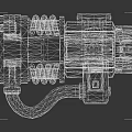 Red Blue Black Mechanical Tool Featuring Yellow Springs Number 07 And Detailed Industrial Structure Design