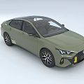 Green Modern Sedan With Sunroof Yellow Front Accents And Black Silver Alloy Wheels