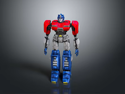 Modern Detailed Red Blue Robot Action Figure With Silver Mechanical Components 3d model