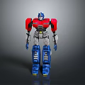 Modern Detailed Red Blue Robot Action Figure With Silver Mechanical Components