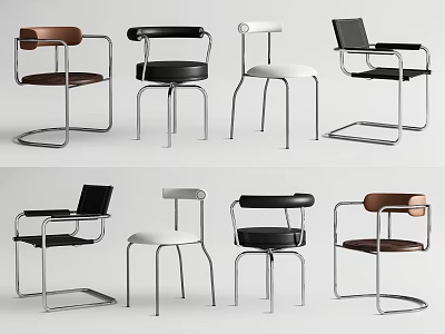 Sleek Modern Dining Chairs With Metal Frame And Various Colors For Home Kitchen 3d model