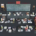 Educational Books And Study Materials For Global Daily Learning With Chalkboard 3d model