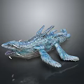 3D Rendered Blue Fantasy Creature Model With Spiked Wings Sharp Teeth And Intricate Details