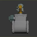 Industrial Gas Meter Device With Green Valve Yellow Pipes And Gray Housing