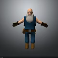 3D Elderly Human Character With White Beard Blue Vest Tool Belt And Outstretched Arms