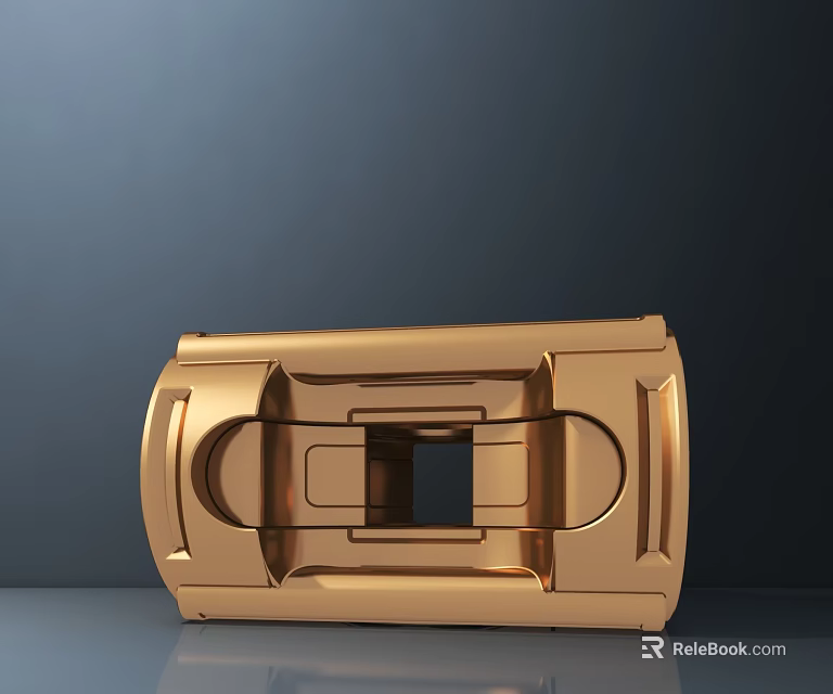 Golden Two Seater Sofa with Modern Geometric Design and Smooth Surface 3d model 