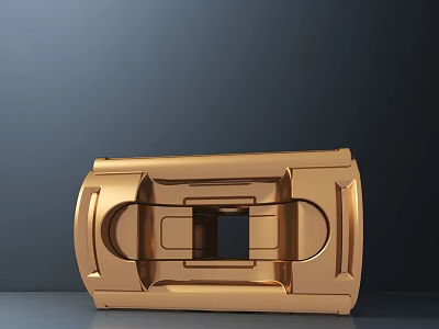 Golden Two Seater Sofa with Modern Geometric Design and Smooth Surface 3d model